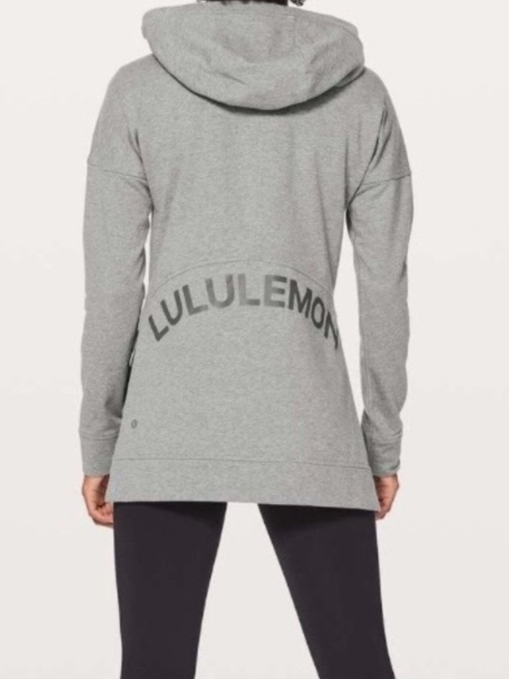 lululemon athletica Light Gray Hooded Longline Pullover with Back Logo